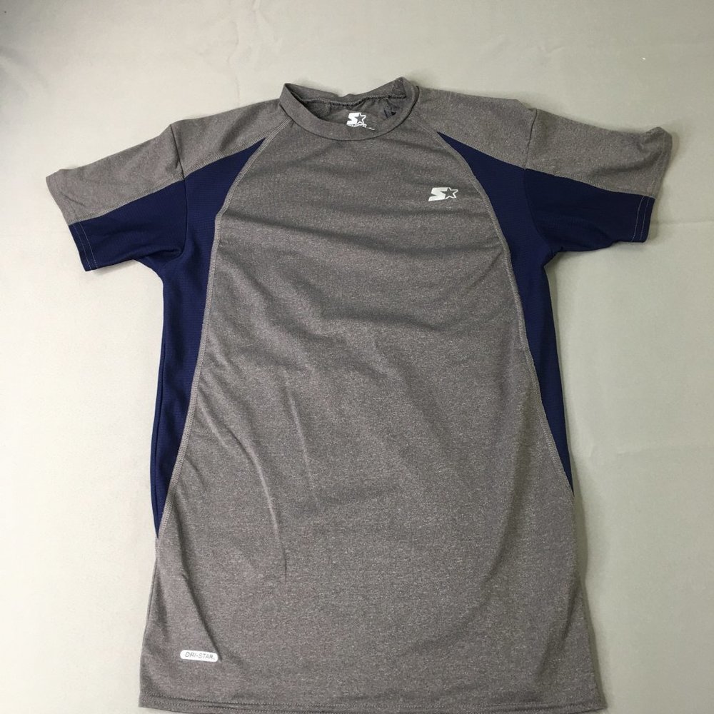 Starter Mens Shirt Gray Blue Medium M 38 / 40 Pullover Short Sleeve Casual #1118